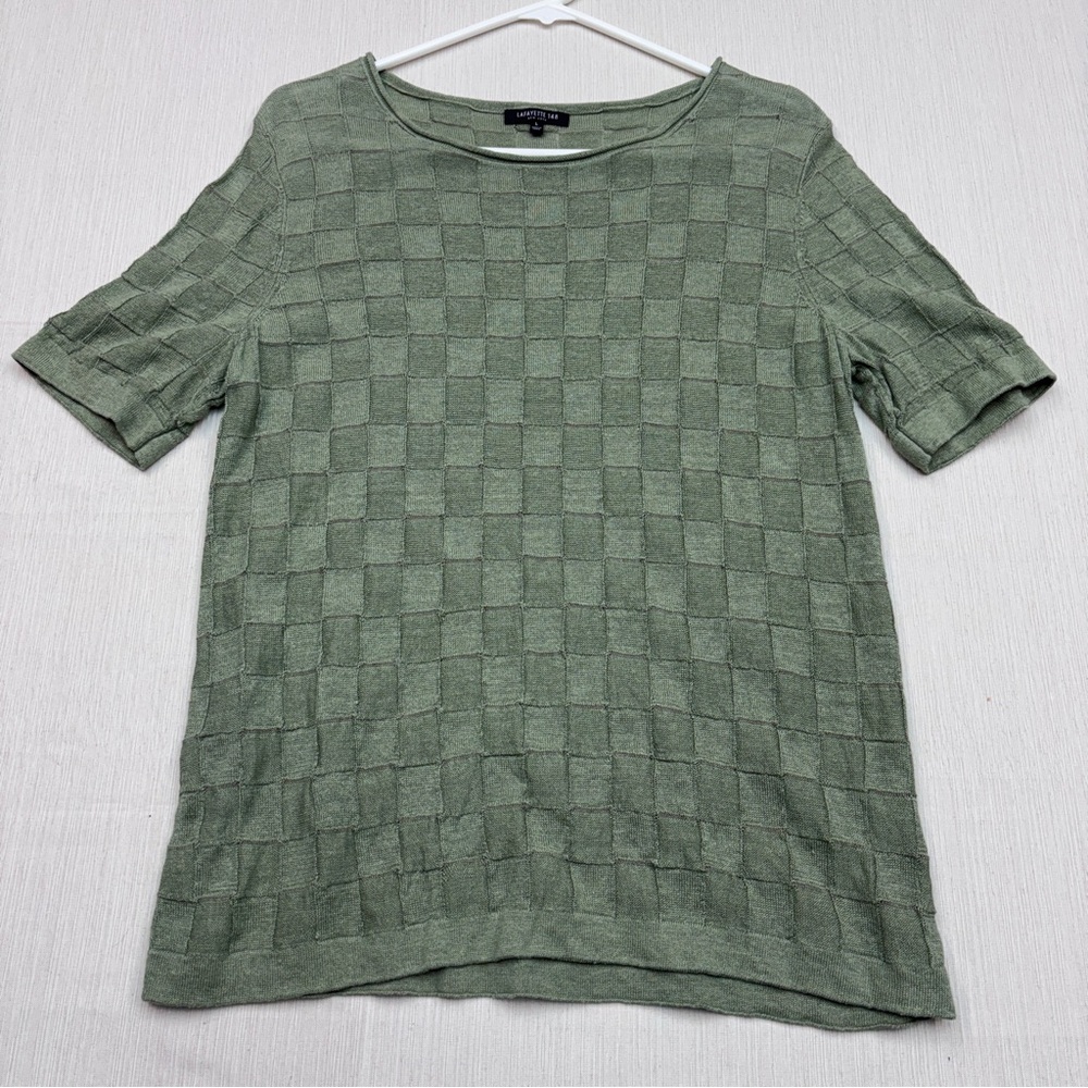 Lafayette 148 New York Green Linen Top Sz L